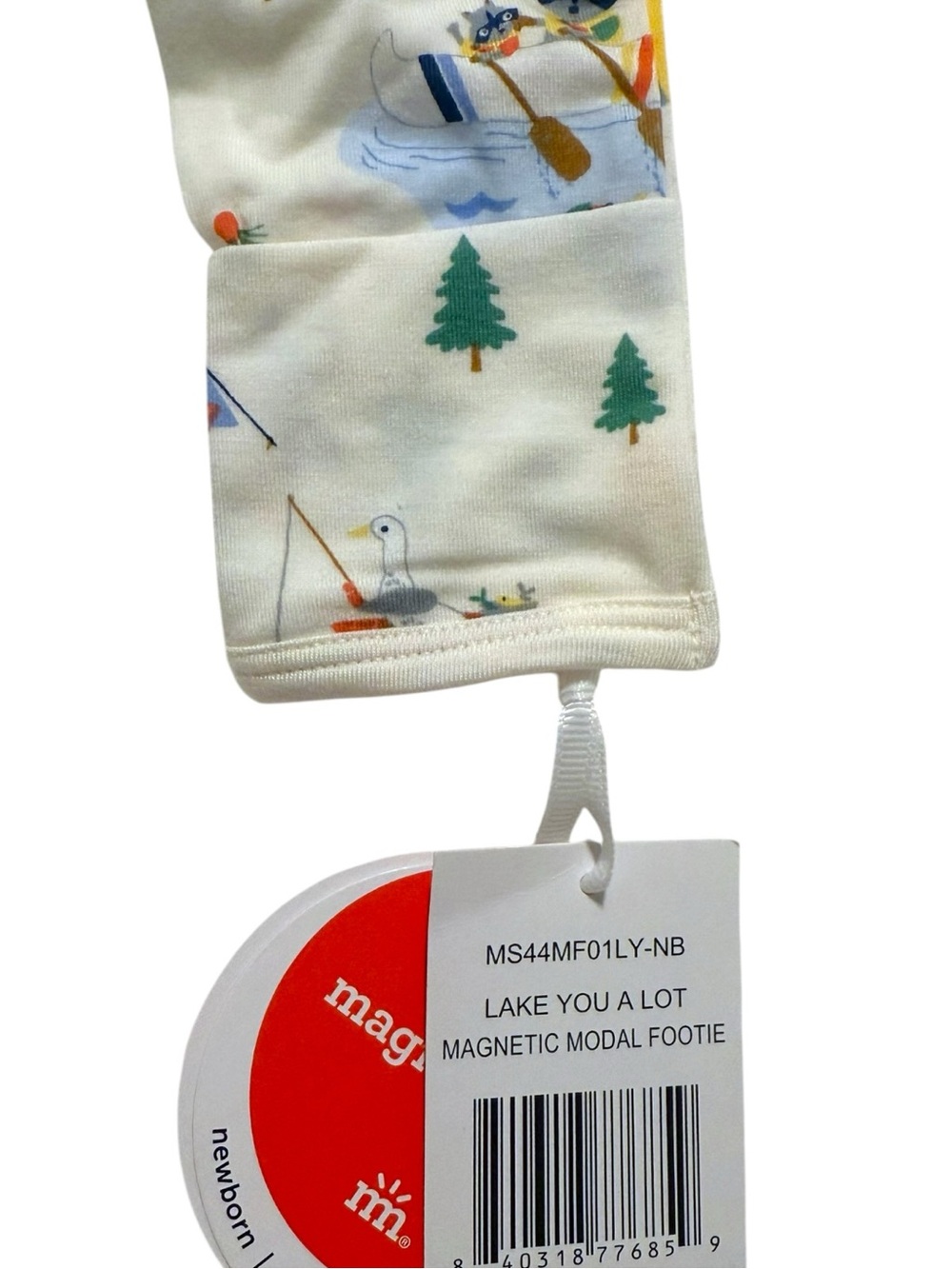 Magnetic Me White Camping & Woodland Print Footed One-Piece Newborn - Picture 5 of 6